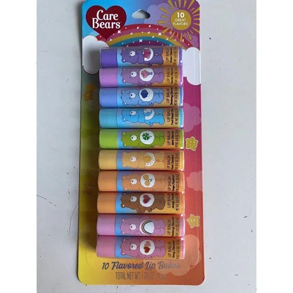 Taste Beauty CARE BEARS 10 Flavored Lip Balms Set Cherry Honey Vanilla NEW